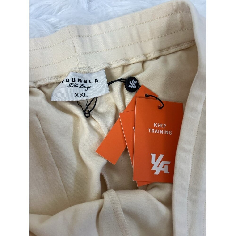 YoungLA Perfect Shorts 118 Men’s 2X Cream White Athletic Sweats Pockets 5” NWT - Picture 3 of 10